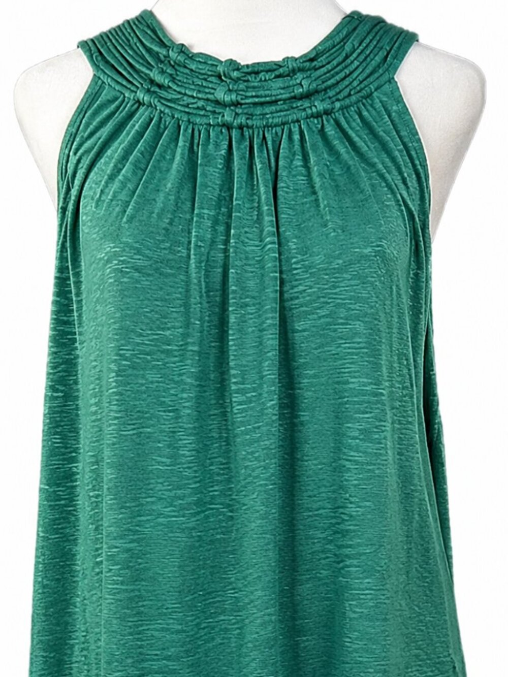 MAX STUDIO Emerald Green Sleeveless Pleated Yoke Dress, Medium
